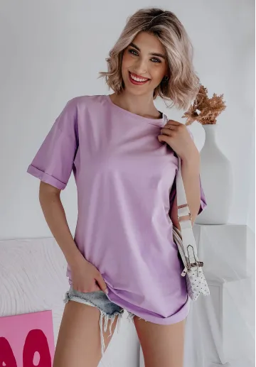 Długi t-shirt tunika Long Tee liliowy 1