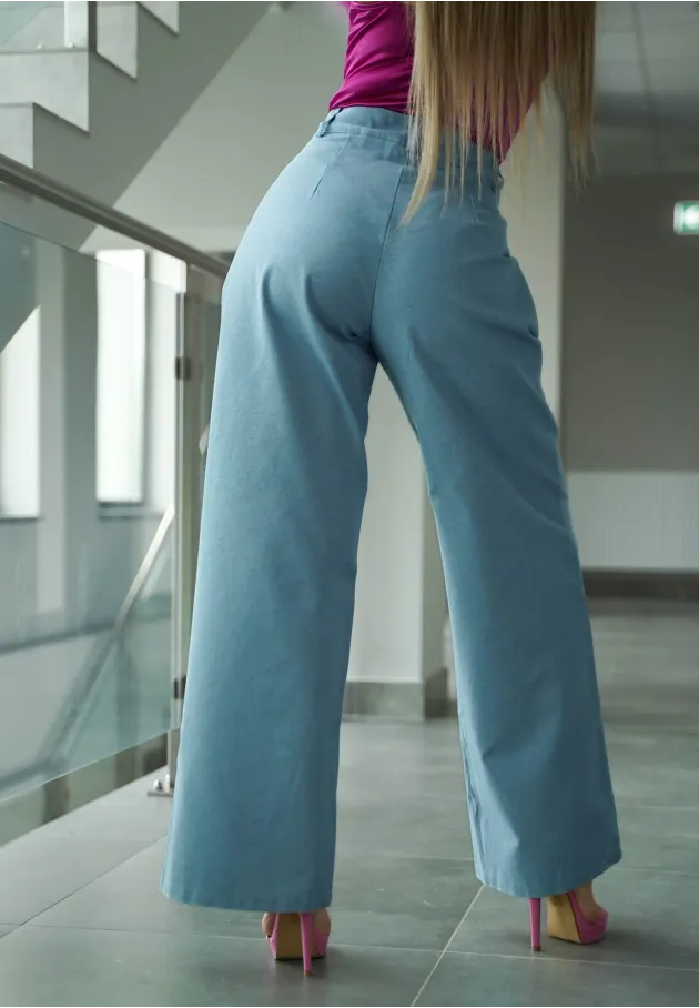 Eleganckie spodnie z szeroką nogawką Jianna jeansowe 6