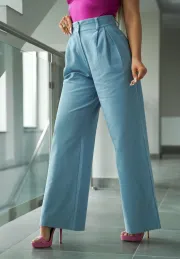 Eleganckie spodnie z szeroką nogawką Jianna jeansowe 1