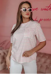 T-shirt w różowe paski z kieszenią Tessa 5