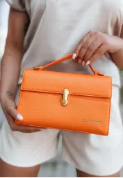 Pomarańczowa torebka damska kuferek z podwójnym paskiem Creation 5