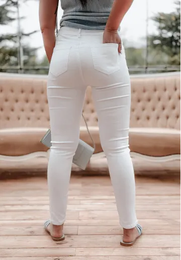 Jeansowe spodnie skinny Lucy białe 4