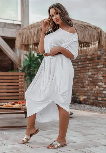 Biała sukienka z ozdobnym materiałem Aphrodite