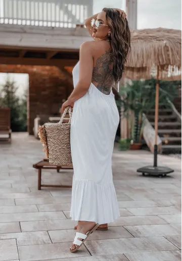 Biała sukienka maxi z odkrytymi plecami Nyomi 2