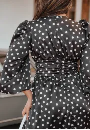 Sukienka koktajlowa w groszki Monroe czarna 6