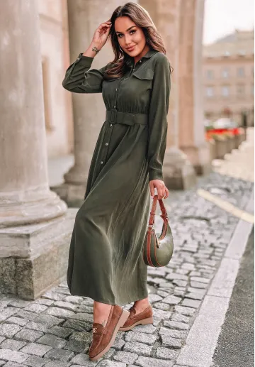 Sukienka maxi z paskiem Valentina khaki 3