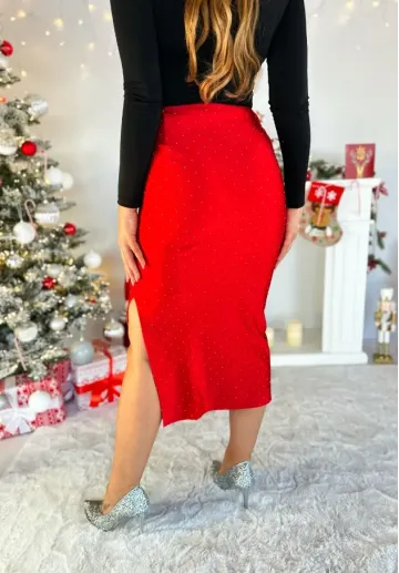 Elegancka czerwona spódnica midi Claudia 4