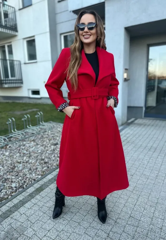Długi płaszcz Alison czerwony 1