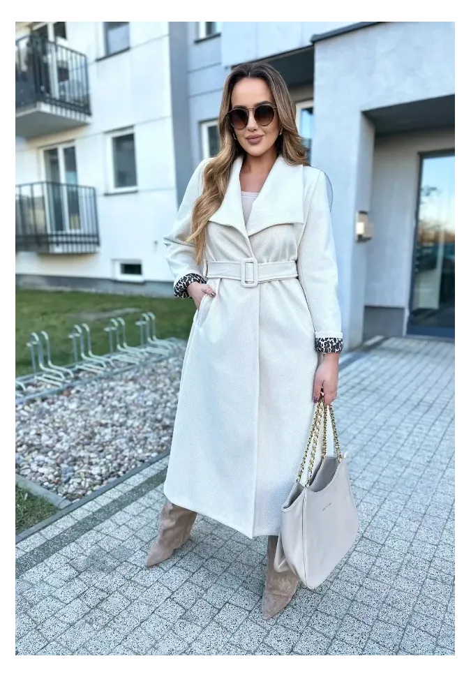 Długi płaszcz Alison ecru 1