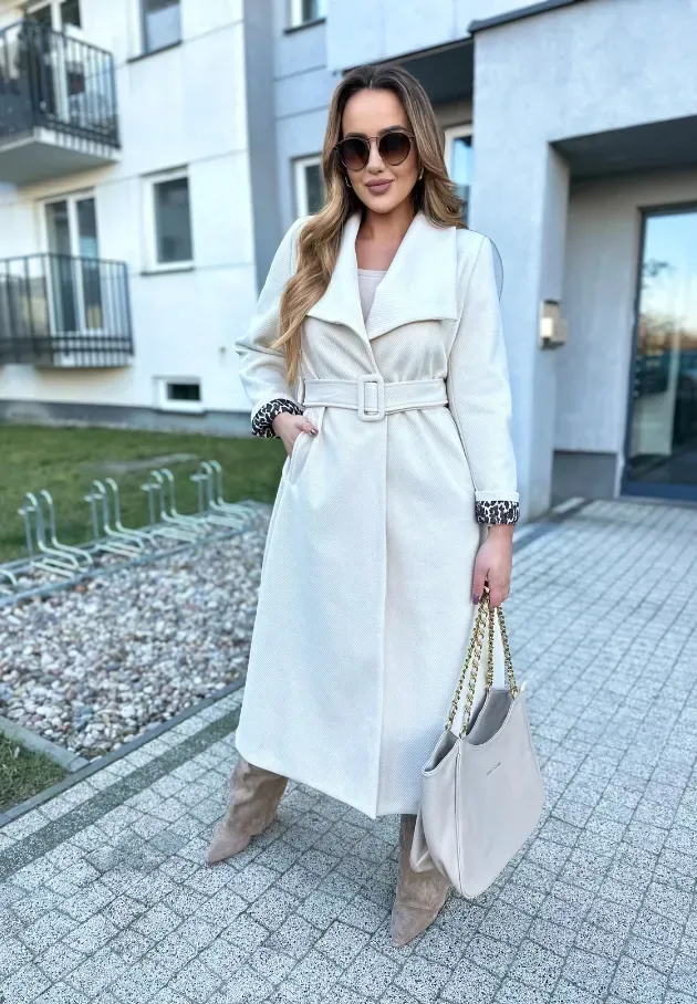 Długi płaszcz Alison ecru 1