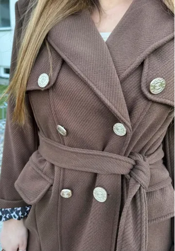 Elegancki dwurzędowy Płaszcz Lorna brązowy 4