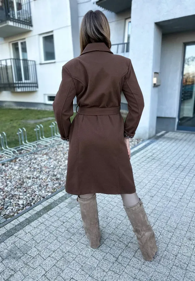 Elegancki dwurzędowy Płaszcz Lorna brązowy 3