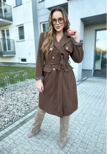Elegancki dwurzędowy Płaszcz Lorna brązowy 7