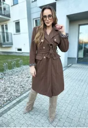Elegancki dwurzędowy Płaszcz Lorna brązowy 7