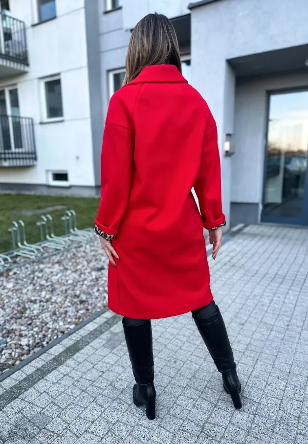 Płaszcz oversize Clementina czerwony 4