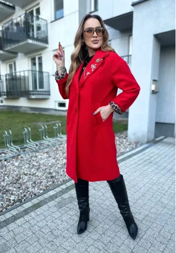 Płaszcz oversize Clementina czerwony 2