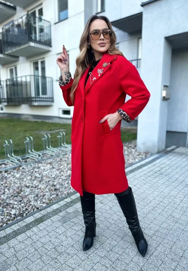 Płaszcz oversize Clementina czerwony 2