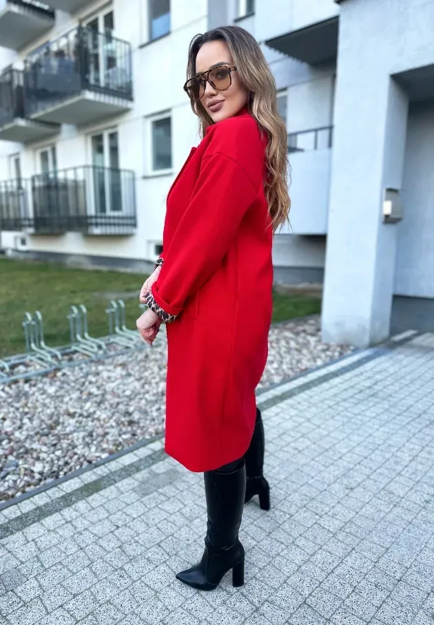 Płaszcz oversize Clementina czerwony 6