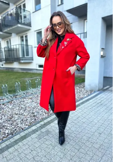 Płaszcz oversize Clementina czerwony 1