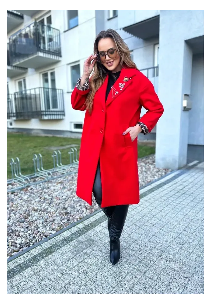 Płaszcz oversize Clementina czerwony 1