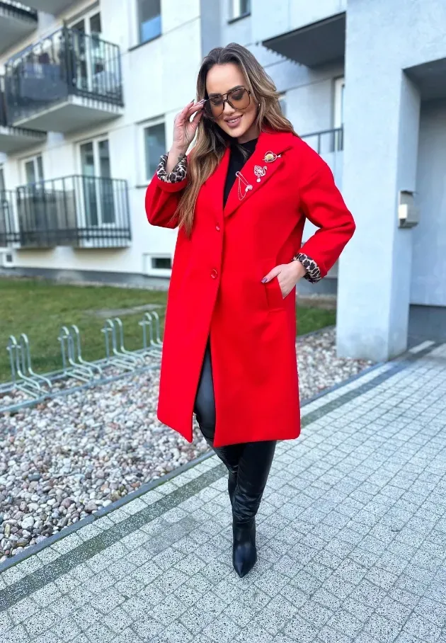 Płaszcz oversize Clementina czerwony 1