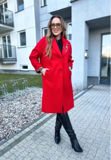 Płaszcz oversize Clementina czerwony 7