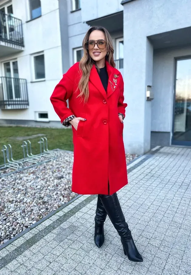 Płaszcz oversize Clementina czerwony 7