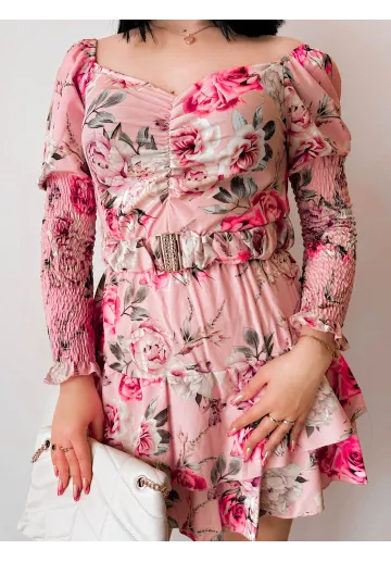 Sukienka mini Meadow pudrowo różowa 2