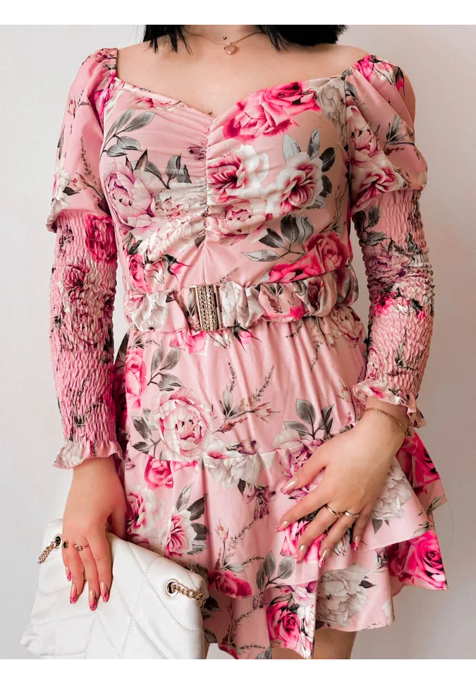 Sukienka mini Meadow pudrowo różowa 1