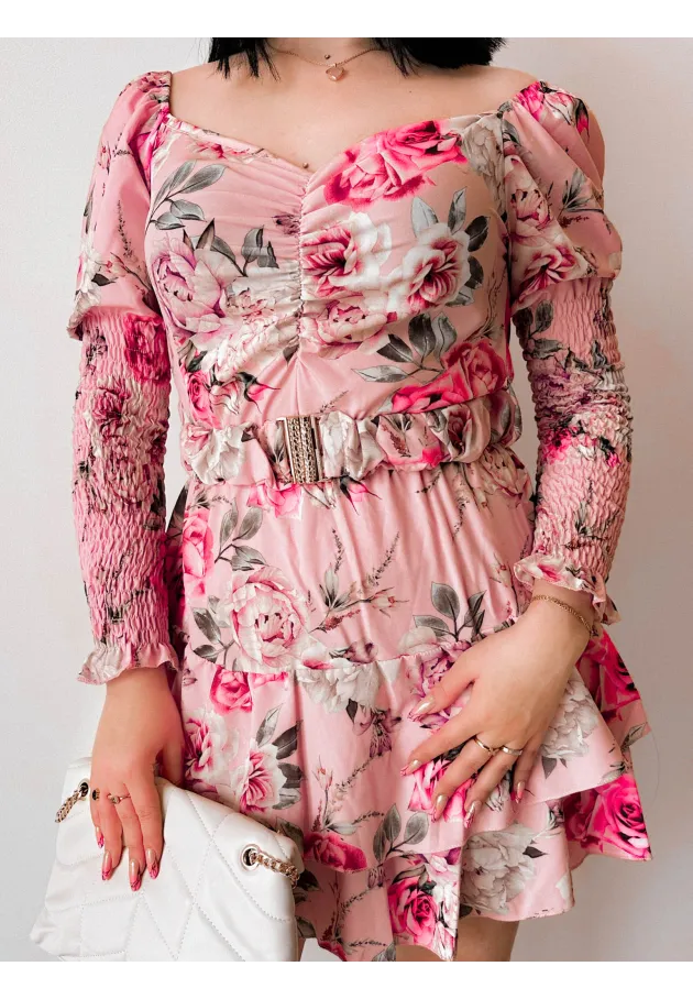 Sukienka mini Meadow pudrowo różowa - 2