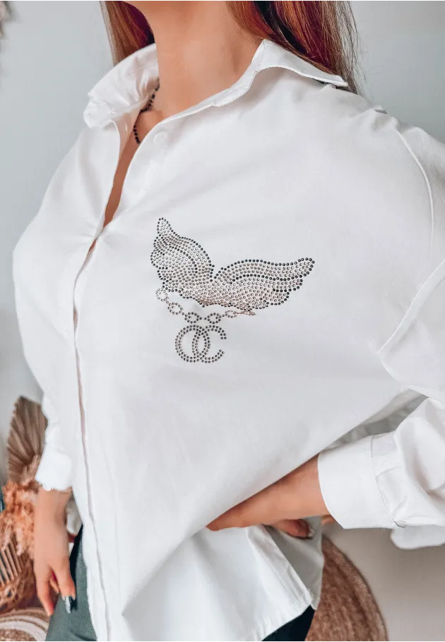 Koszula z cyrkoniami Wings biała - 2