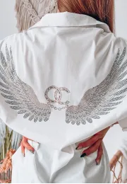 Koszula z cyrkoniami Wings biała 4