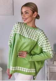 Szeroki sweter Poncho zielony 3