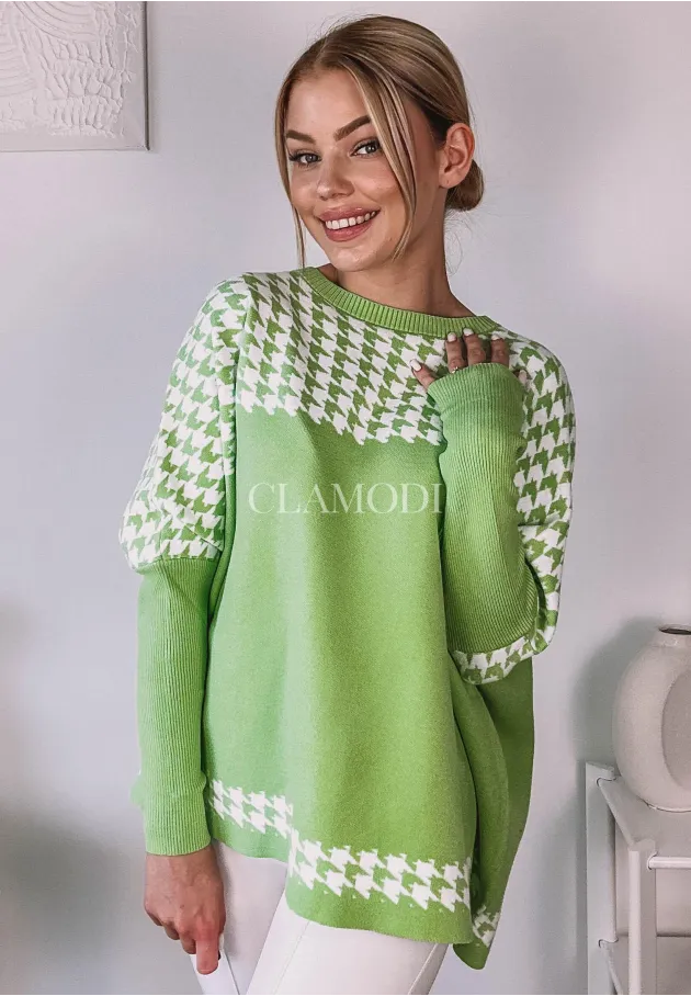 Szeroki sweter Poncho zielony 4