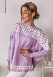 Szeroki sweter Poncho liliowy
