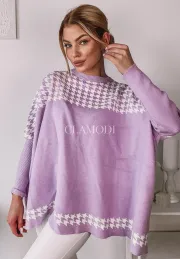 Szeroki sweter Poncho liliowy 3