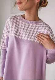 Szeroki sweter Poncho liliowy 4