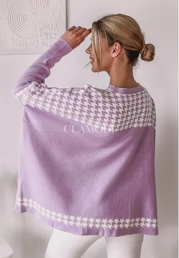 Szeroki sweter Poncho liliowy 5