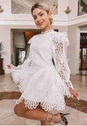 Ażurowa sukienka mini Otylia biała 2