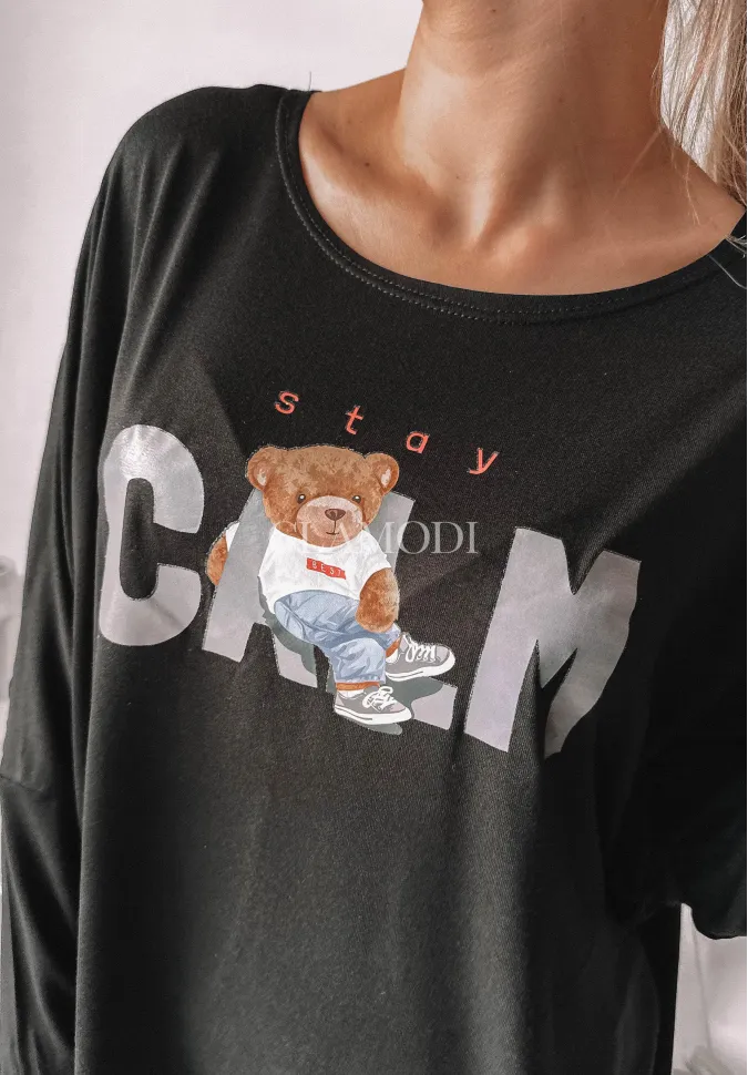 Bluzka oversize Teddy Calm czarna 1 Bluzka oversize Teddy Calm czarna 1
