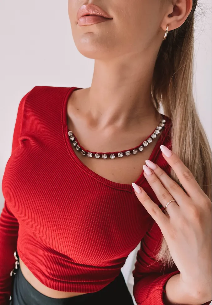 Prążkowany top Elena czerwony 1 Prążkowany top Elena czerwony 1