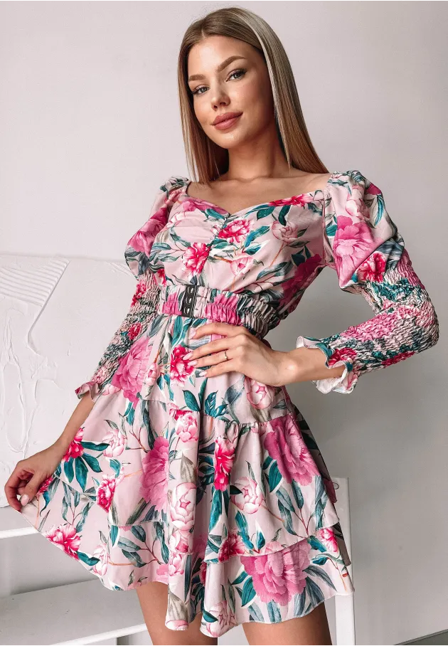 Sukienka mini Meadow pudrowo różowa 1