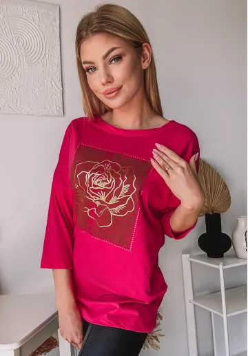 Bluzka z długim rękawem Rose różowa