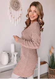 Długi sweter Braid różowy 3