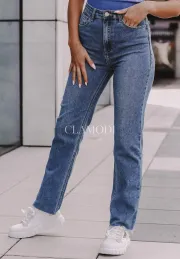 Spodnie straight z wysokim stanem Simply jeansowe 3