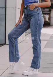 Spodnie straight z wysokim stanem Simply jeansowe 4