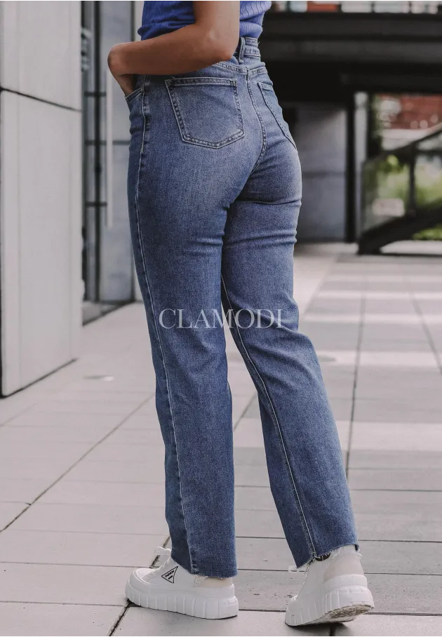 Spodnie straight z wysokim stanem Simply jeansowe 5